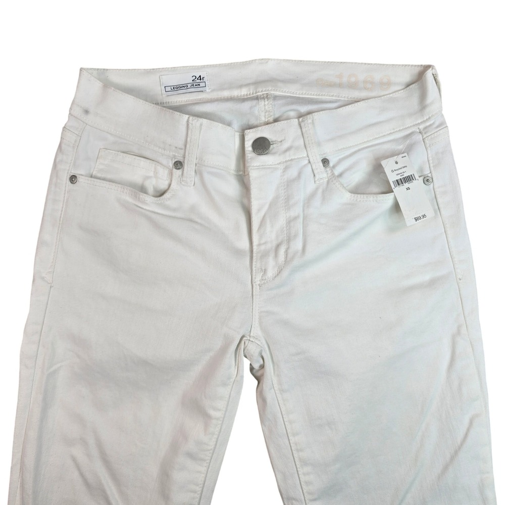 Gap 1969 Legging Jeans Womens 24r White Skinny Denim Mid Rise 329448-03-1 NWT